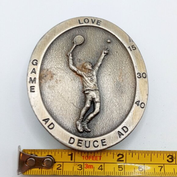 Tennis Belt Buckle Vintage 1977 Pro Racket Serve Player Ball Shoes Sports - Picture 7 of 9